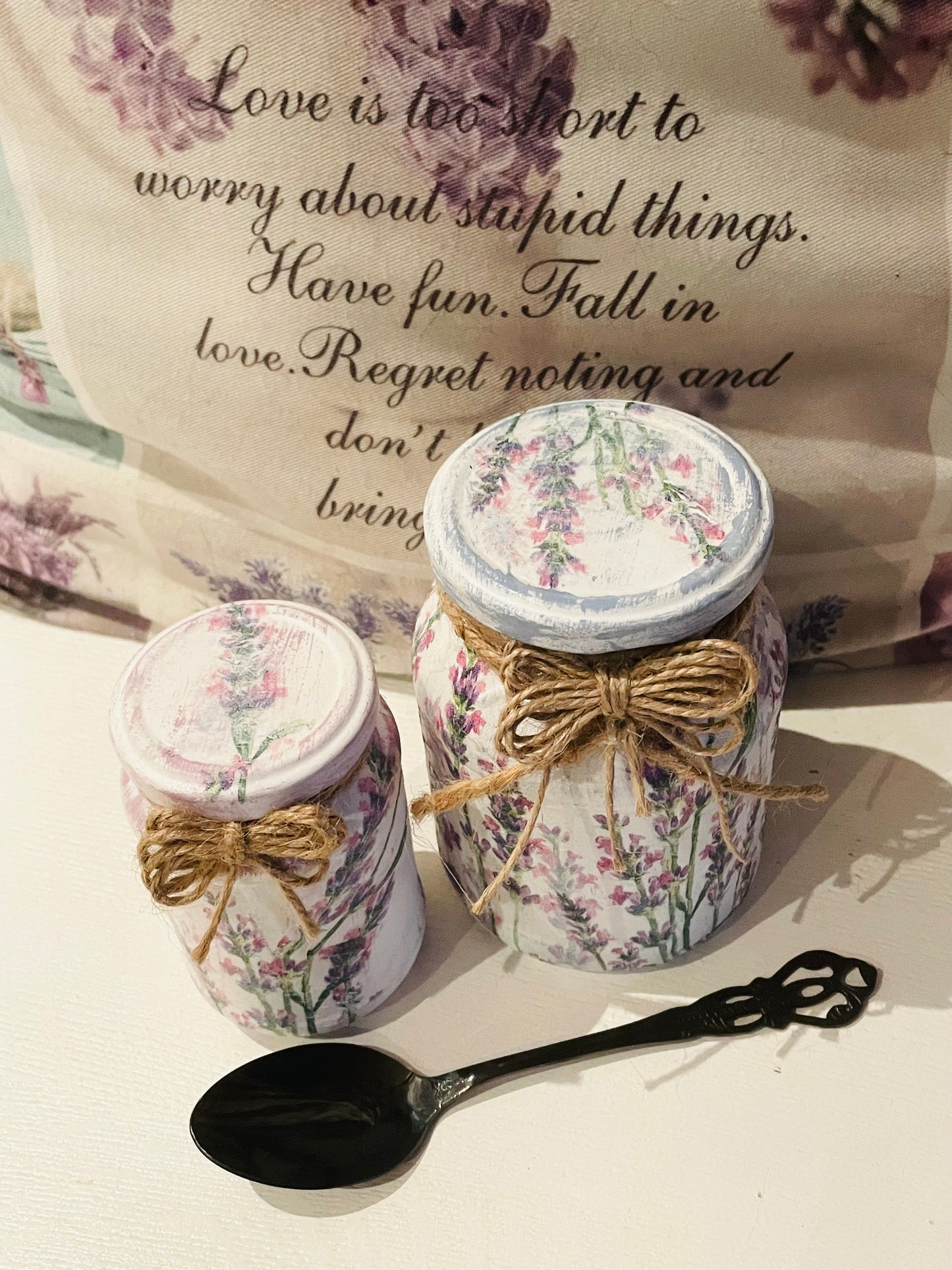 Lavendel Love – Vintage Glas SET – Landhausstil Deko
