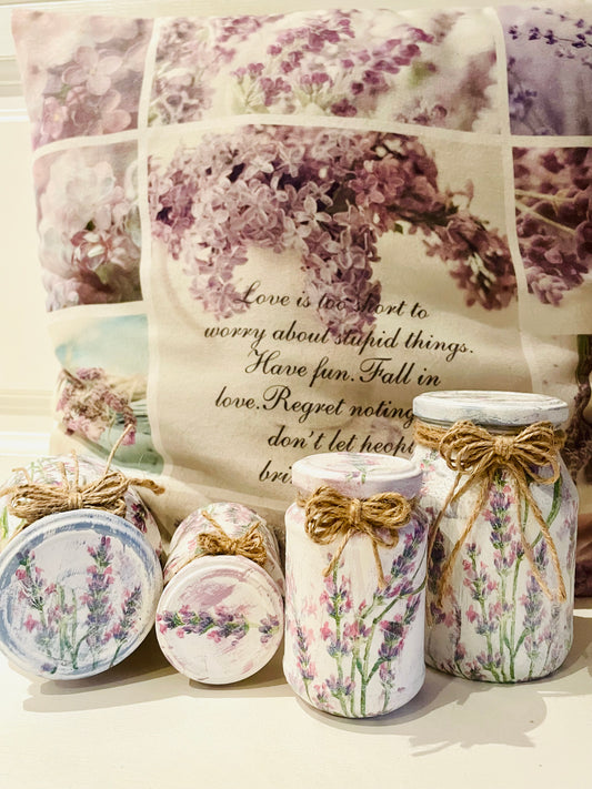 Lavendel Love – Vintage Glas SET – Landhausstil Deko