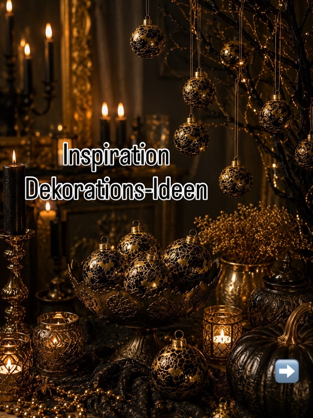 Halloween Golden Hex Kugel – handgefertigte Vintage-Dekoration in Schwarz und Gold