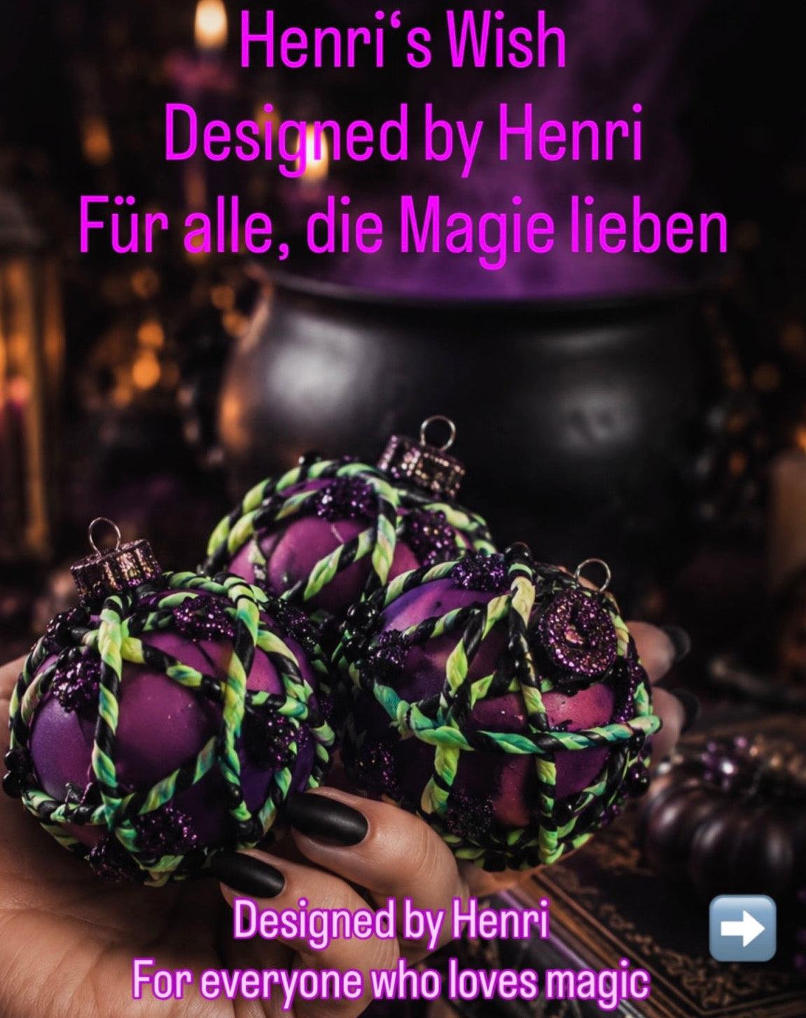 Henri’s Wish - Halloween Kugel handgefertigte Vintage-Dekoration