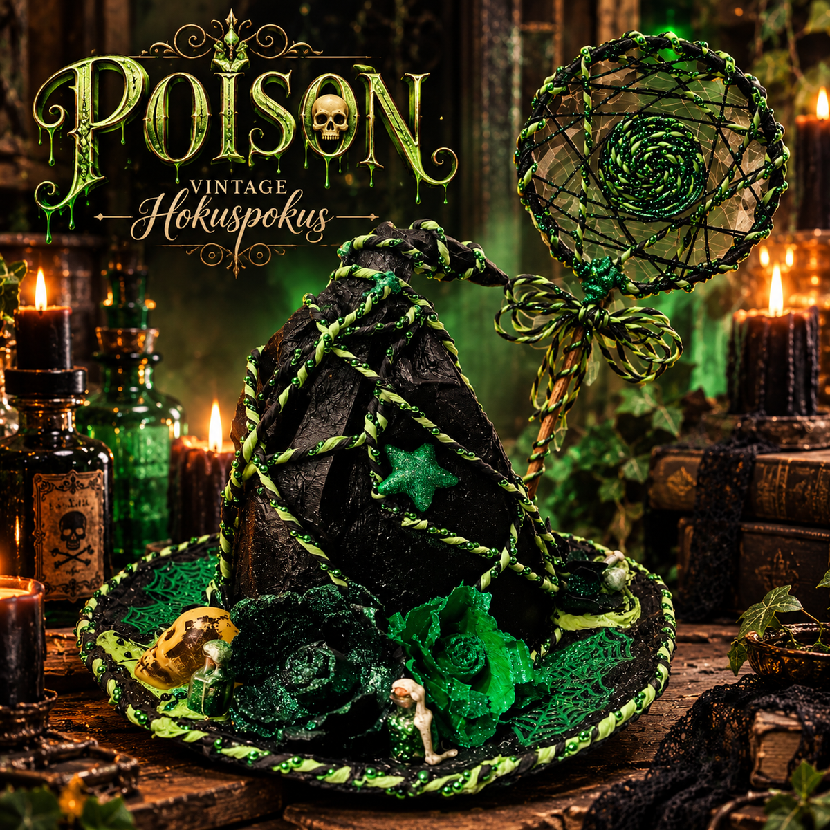 Poison Halloween – XXL Hexenhut & Lolli | handgemachte Halloween Deko
