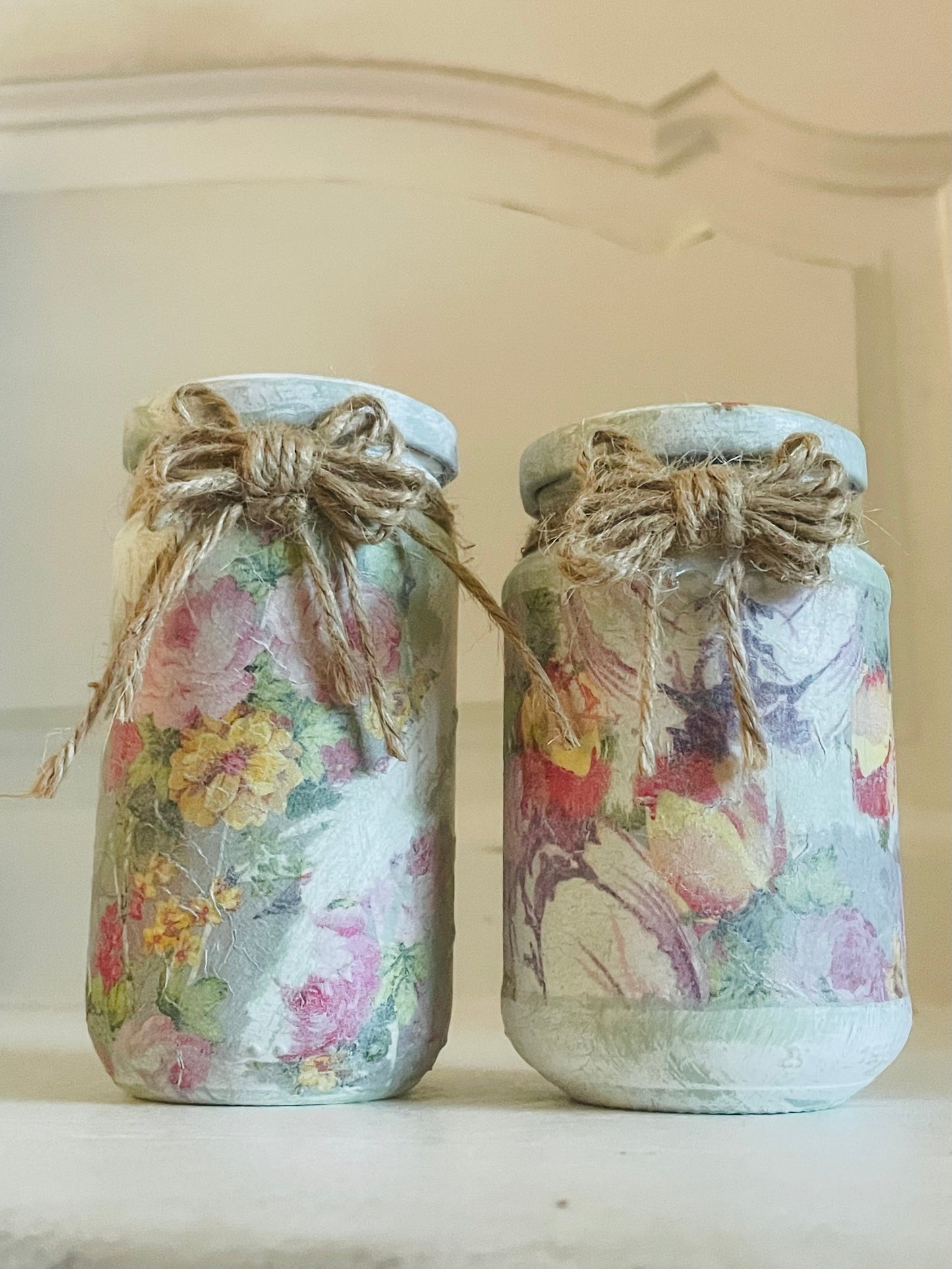 Flower Vintage Gläser 2er-Set | Handmade Vorratsgläser 200 ml | Vintage Hokus Pokus