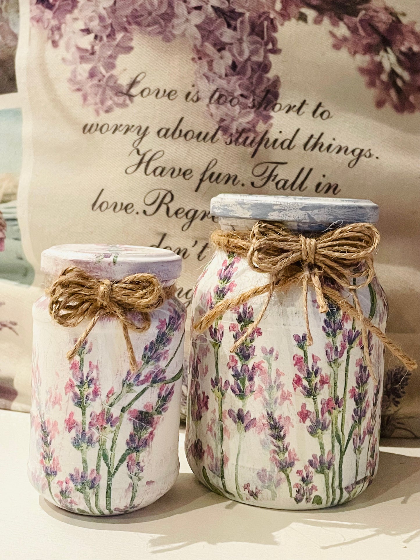 Lavendel Love – Vintage Glas SET – Landhausstil Deko