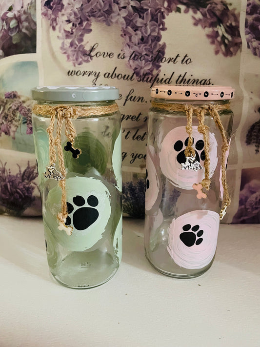 Glas Hundeliebe - Dog Paws MINT